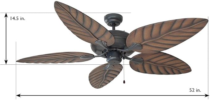 Design House 154104 Martinique 52-Inch Decorative Indoor/Outdoor Ceiling Fan with Leaf Blades, Oil Rubbed Bronze
