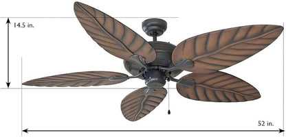 Design House 154104 Martinique 52-Inch Decorative Indoor/Outdoor Ceiling Fan with Leaf Blades, Oil Rubbed Bronze
