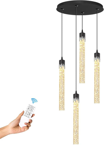 ykolupty Mini Chandelier Crystal Pendant Lights,Bubble Crystal Chandelier for Living Room Bedroom Modern LED Ceiling Light Dimmable 2700k-6000k