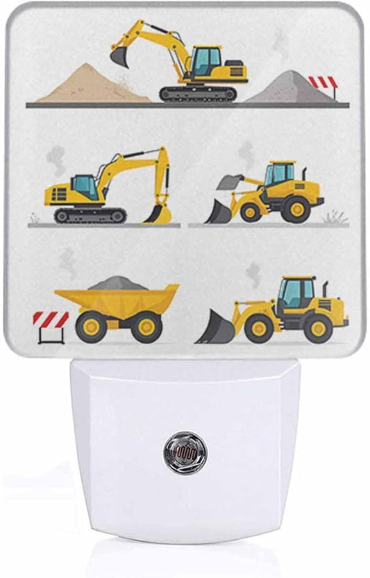 Engineering Vehicles LED Night Lights Plug into Wall Different Types on The Ground 0.5W Plug in Night Light, Dusk to Dawn, Bright Nightlight Auto On/Off, for Room Bedroom Bathroom