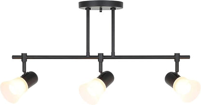 XiNBEi Lighting Tracking Lighting, 3 Light Black Kitchen Track Light Modern Hanging Kitchen Island Ceiling Light with Glass XB-TR1235-3-MB