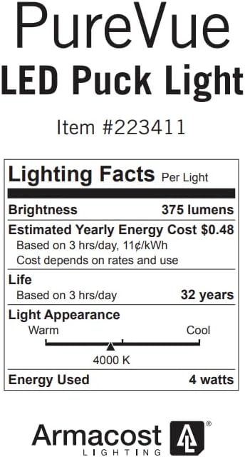 Armacost Lighting 223411 LED Puck Light, Bright White