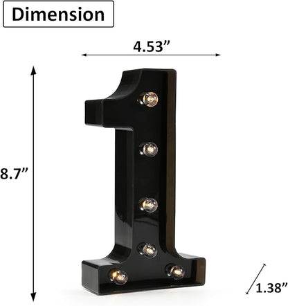 Light Up Black Alphabet Marquee Number Sign LED Marquee Number Lights Sign for Night Light Home Bar Christmas Lamp Birthday Party Wedding Decoration 1