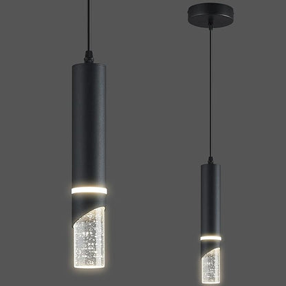 Modern Dimmable Led Pendant Lights Kitchen Island, Ideal for Living Room, Bedroom,Sink 6w LED Crystal Energy-Saving Hanging Lamp for Cozy Lighting (Black 1-Pack)