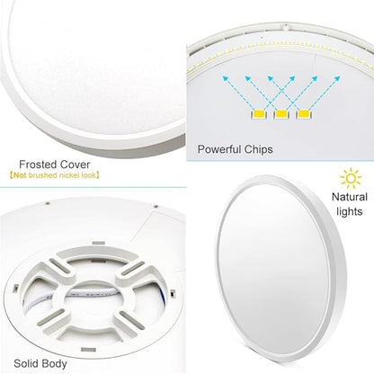 LightingWill 8.9 Inch LED Flush Mount Ceiling Light Fixture, 4000K Nurture White, 1800LM, 18W, Flat Modern Round Lighting Fixture, 180W Equivalent White Ceiling Lamp for Kitchens, Bedrooms.etc.