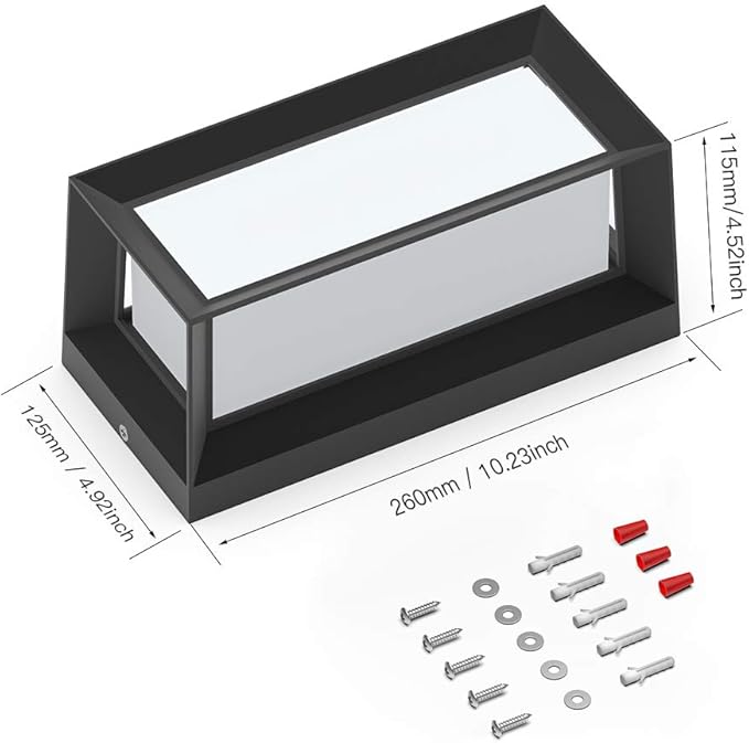 Sytmhoe Porch Lights Outdoor Wall Sconce, 24W 2400LM 5000K Modern LED Porch & Patio Lights, Aluminum Exterior Light Fixture Matt Black IP65 Waterproof for Hallway House Backyard Garage Lighting.