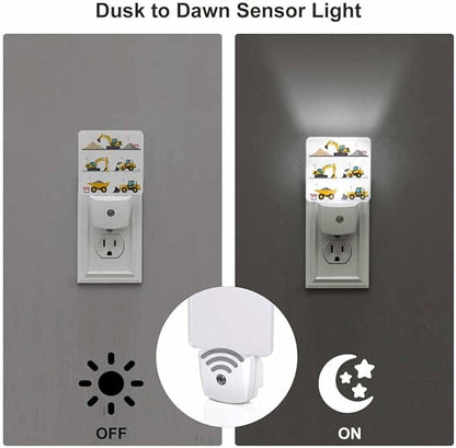 Engineering Vehicles LED Night Lights Plug into Wall Different Types on The Ground 0.5W Plug in Night Light, Dusk to Dawn, Bright Nightlight Auto On/Off, for Room Bedroom Bathroom