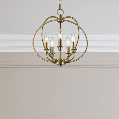 Livex Lighting 4665-91 Milania 5-Light Convertible Hanging Lantern/Ceiling Mount, Brushed Nickel