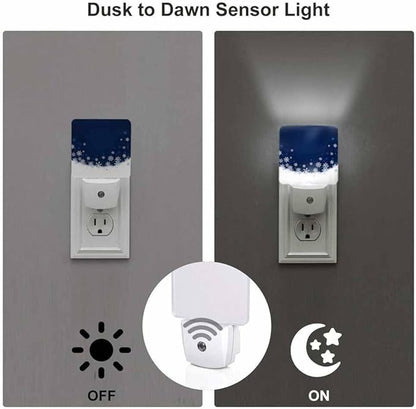 Snowflakes Night Light Plug-into Wall Merry Christmas A Snowy Winter Nightlight Lamp with Dusk to Dawn Sensor, Led Lamp 0.5W Energy Efficient for Home Decor