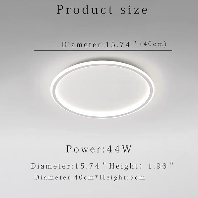 Dimmable LED Ceiling Light Fixture Flush Mount,16 inch 3000K-6000K Modern Round Recessed Ceiling Lamp with APP Adjustment,White 44W Close to Ceiling Lighting Living Room Bedroom