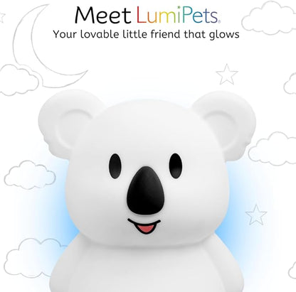 LumiPets Keith the Koala Squishy Night Light for Kids | Silicone Lamp with Tap & Remote Control | Rechargeable, 9 Color Changing Animal Night Light for Boys & Girls | Portable Nightlight With USB Cord