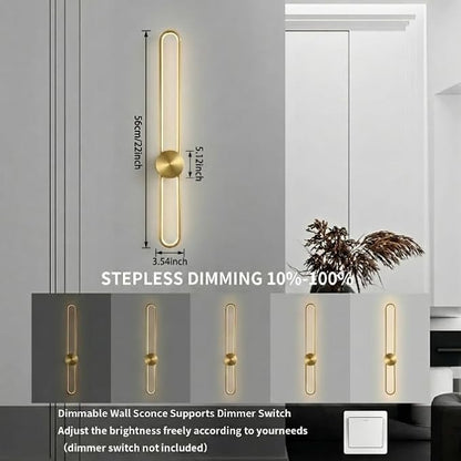 Modern Wall Sconce Dimmable 3000K/4000K/6000K LED Wall Light Fixture, Hardwired Wall Lamp for Living Room, Dining Room, Bedroom, Hallway, Lobby, Entryway (Brushed Gold, 22inch/H56cm)