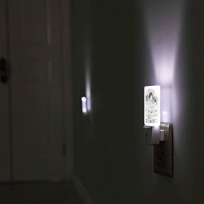 LED Night Light,Girl Cats Sleep in Bed Good Night Sweet Dream Bed Time LED Night Light Plug into Wall with Dusk to Dawn Light Sensor White Energy Efficient Nightlight for Bedroom Hallway