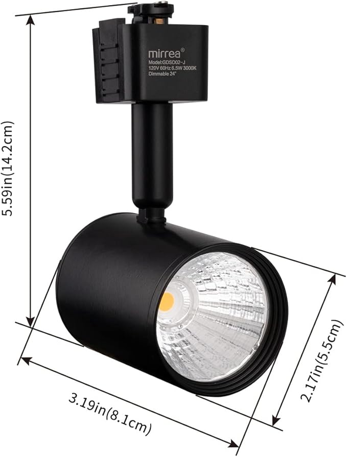 mirrea LED Track Lighting Heads Compatible with Single Circuit J Type Rail Ceiling Spotlight for Accent Task Wall Art Exhibition Lighting 6.5W 3000K Warm White 24° Black Painted Pack of 12