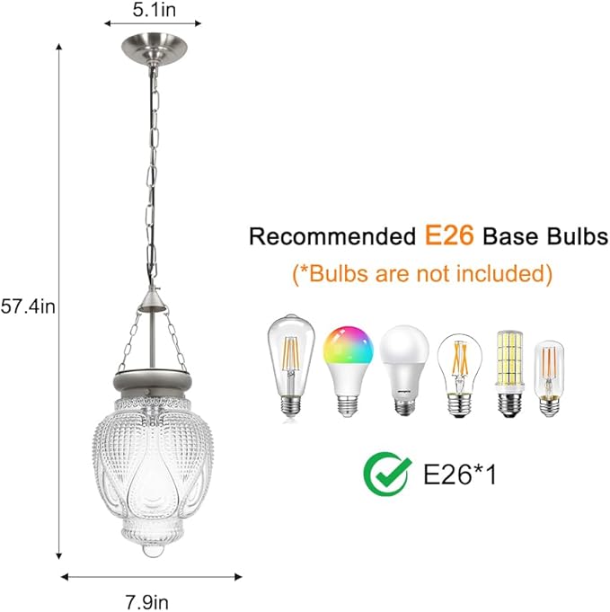 Modern Pendant Light, Brushed Nickel Pendant Light for Kitchen Island, Adjustable Hanging Ceiling Light Fixture, Large Farmhouse Pendant Kitchen Island Lighting for Dining Room Bedroom Bar Office