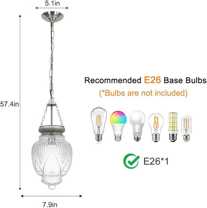 Modern Pendant Light, Brushed Nickel Pendant Light for Kitchen Island, Adjustable Hanging Ceiling Light Fixture, Large Farmhouse Pendant Kitchen Island Lighting for Dining Room Bedroom Bar Office
