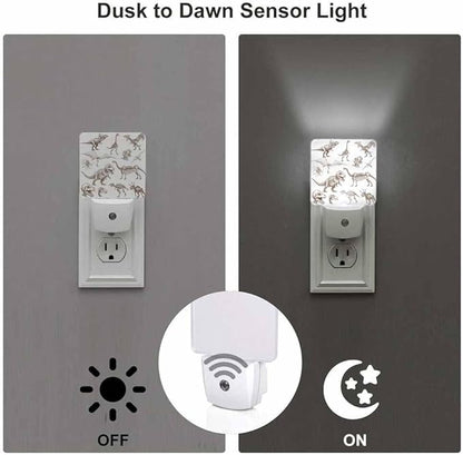 Dinosaurs Night Lights Plug into Wall Bone Fossils Mammoth Stegosaurus Night Light with Dusk to Dawn Sensor for Home Bedroom Bathroom Living Room 0.5W Sleep-Friendly