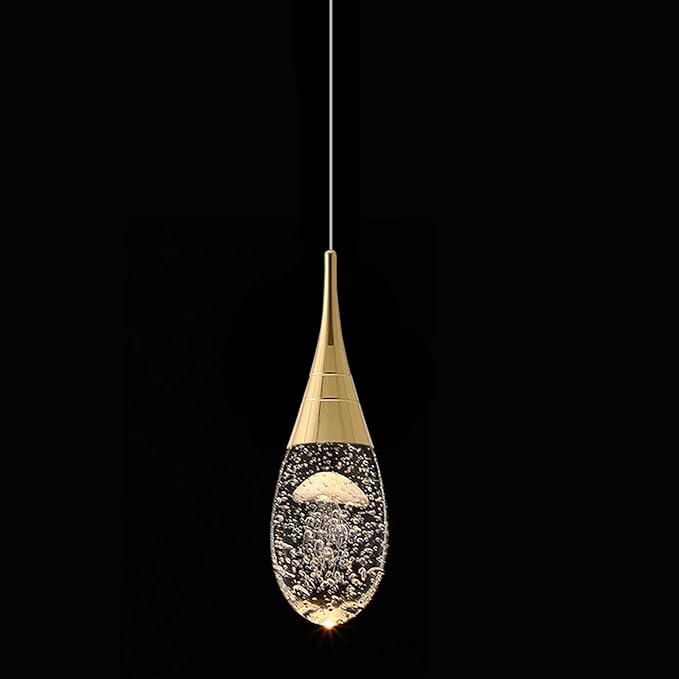 JoollySun Mini Crystal Pendant Light: Modern Dimmable 3-Color(3000k-6000k) LED Pendant for Kitchen Island Bathroom - Polished Gold