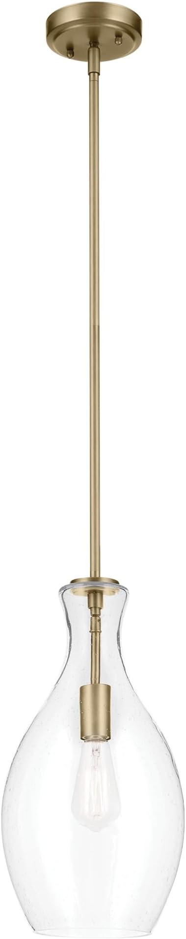 Kichler Everly 17.75" 1 Light Hour Glass Pendant Clear Glass Natural Brass