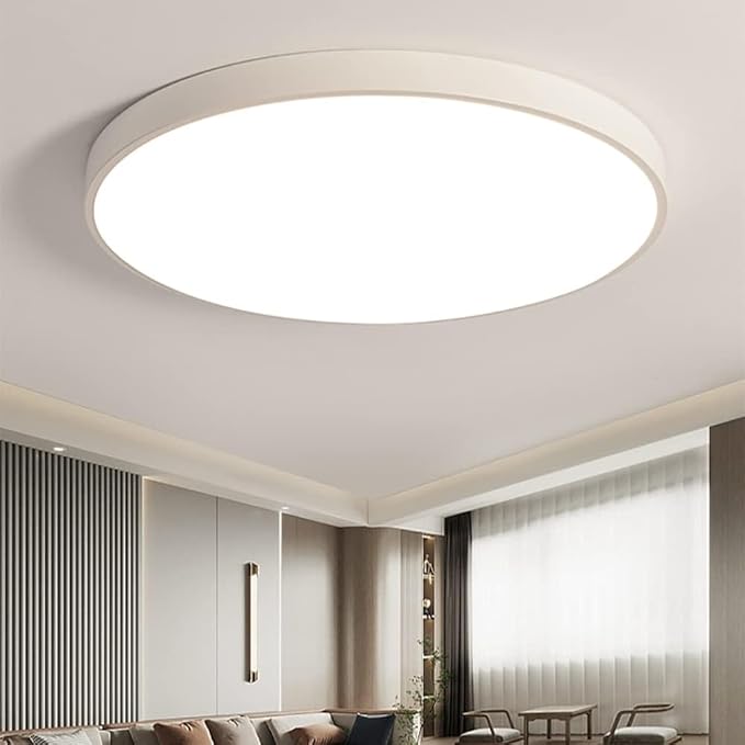 LED Ceiling Light Fixture,12 Inch Modern Round Recessed Ceiling Lights,3000K-6000K Dimmable Light,White 18W Close to Ceiling Lighting Flush Mount for Bedroom Living Room Ceiling Lamp
