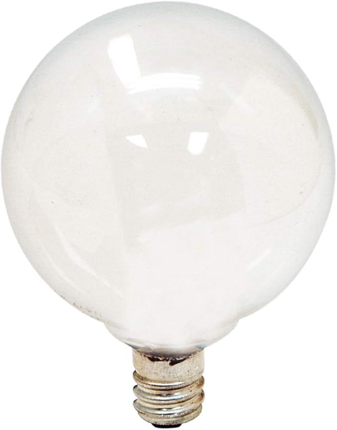 GE Soft White 44412 25-Watt, 180-Lumen G16.5 Light Bulb with Candelabra Base, 2-Pack
