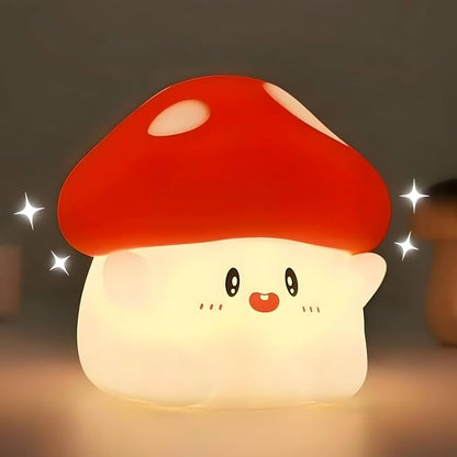 Mushroom Night Light Squishy Lamp, 50Hrs Battery Kids Nightlight, Tap Control, 30Min Auto-Off, Rechargeable Kawaii Bedside Lamp for Girls Room Decor, [Mothers Day Gifts]