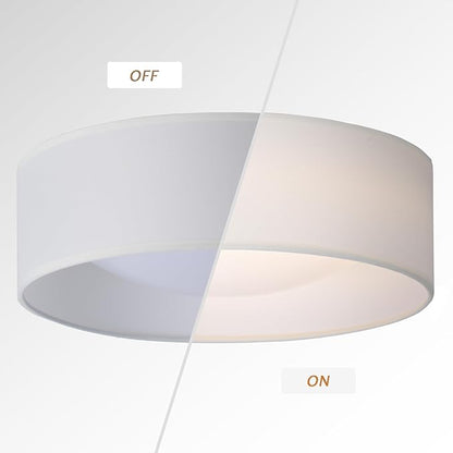 CALOKES 13" White Fabric Flush Mount Ceiling Light, 24W 3000K LED Closed to Ceiling Light Fixture with Classic Linen Drum Design for Bedrooms, Kitchen, Dining Room, Hallway