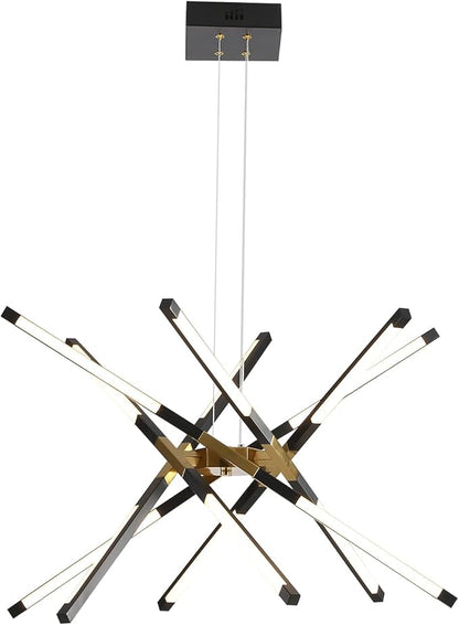 Chandeliers Modern LED Ceiling Light Dimmable Black Chandelier Embedded Installation Fixture,Sputnik Pendant Light Pluggable New Art Lamp for Kitchen,Living Room Easy to Install(12 Heads)