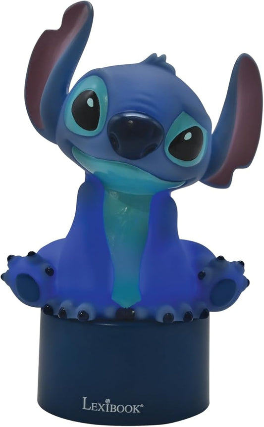 LEXiBOOK, Disney Stitch, Nightlight with Speaker, Color Change, Soft Light, Battery Operated, Blue, NS01D