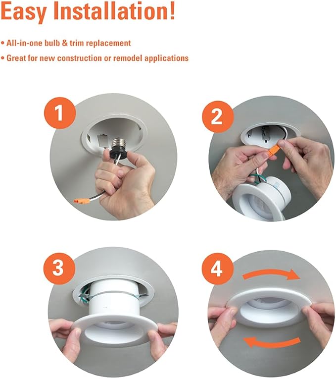 HALO RL 4 inch LED Recessed Light Retrofit Selectable CCT 2700K 3000K 3500K 4000K 5000K Dimmable Dim to Warm 600/900 Lumens Wet Location Indoor Outdoor Ceiling Downlight RL4LS9FSD2W1EWH