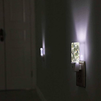 LED Night Light,Tropic Exotic Trees And Animals LED Night Light Plug into Wall with Dusk to Dawn Light Sensor White Energy Efficient Nightlight for Bedroom Bathroom Hallway Living Room Kitchen