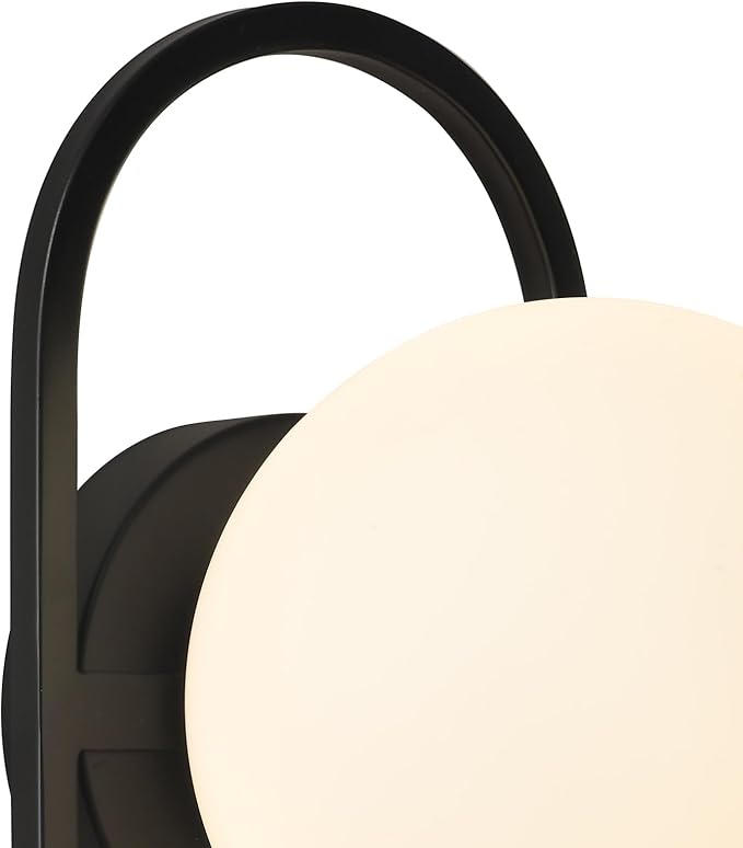 SeeU Vintage Black Wall Sconces Set of Two Globe Wall Lamp with Milky Glass Shades Modern Wall Light Fixtures for Living Room, Bedroom, Stairs, Hallway