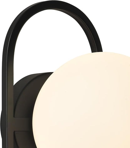 SeeU Vintage Black Wall Sconces Set of Two Globe Wall Lamp with Milky Glass Shades Modern Wall Light Fixtures for Living Room, Bedroom, Stairs, Hallway