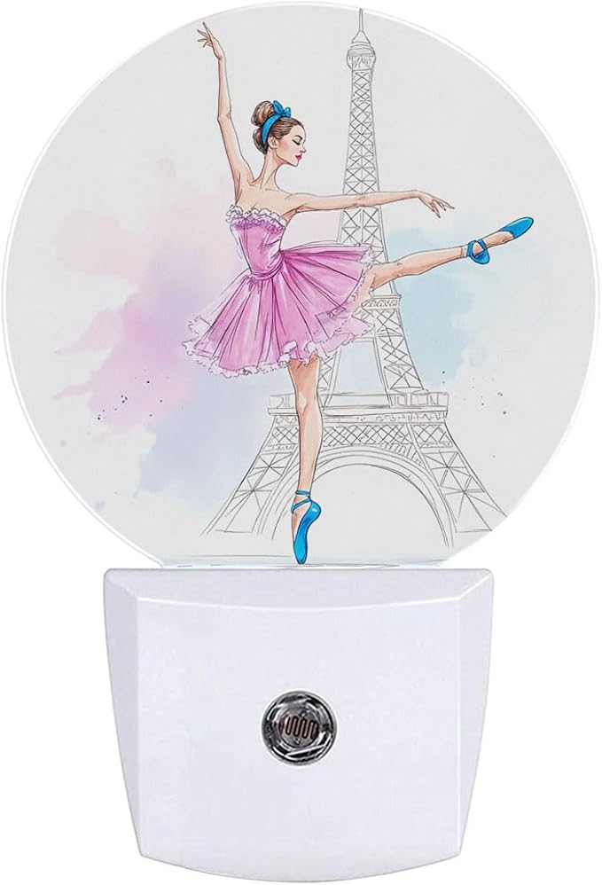Ballet Girl Eiffel Tower Paris Night Light Plug-in Sleep Lamp Led Dusk to Dawn Night Light for Bedroom
