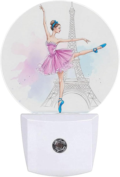 Ballet Girl Eiffel Tower Paris Night Light Plug-in Sleep Lamp Led Dusk to Dawn Night Light for Bedroom