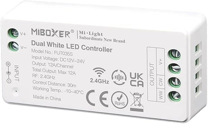 LGIDTECH FUT035S CCT Dual White LED Strip Light Controller,Input DC 12-24V,Output Max 12A