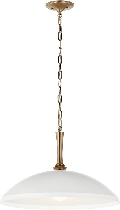 Kichler Delarosa 1-Light Pendant Light Fixture, Traditional Hanging Lamp with White Shade and Champagne Bronze Hardware for Kitchen Island, Dining Room, or Hallway (12.75" x 20.25"), 52638WH