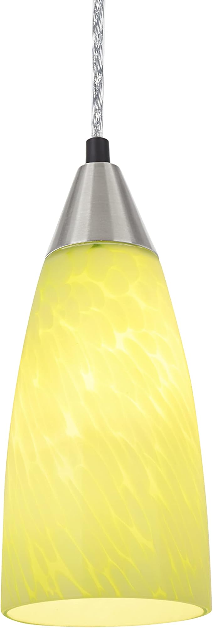 Aspen Creative 61104 Adjustable One Mini Ceiling Light, Transitional Design in Finish with Green Art Glass Shade, 3-3/4" Wide Pendant, Satin Nickel