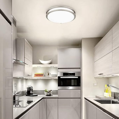 DAKASON 2Pack LED Flush Mount Ceiling Light Fixture 13” 20W, On/Off Switch to Select 3000K/4000K/5000K, Dimmable Ceiling Lamp for Kitchen, Hallway, Stairwell, Brushed Nickel