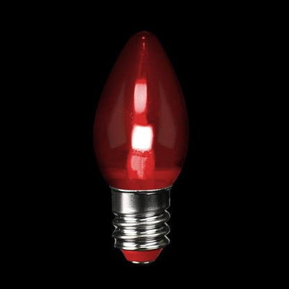 Feit Electric BPC7/R/LEDG2/2/6 0.6W 7W Equivalent Candelabra Base Christmas Holiday Decorative LED C7 Light Bulb, 2.15" H x 1" D, Red, 12 Count