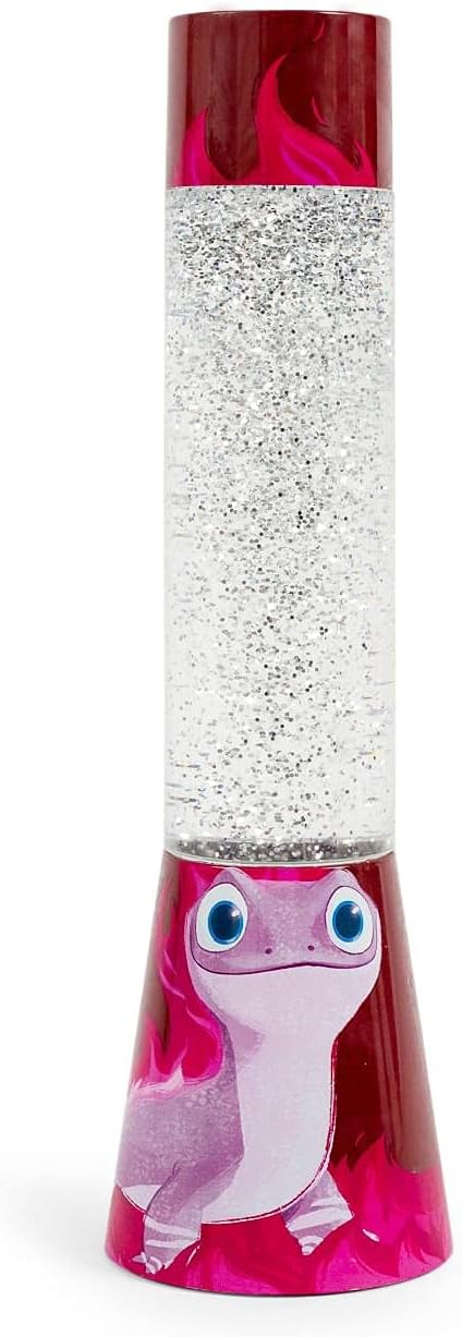 Disney Frozen 2 Bruni Salamander Glitter Motion Lamp | LED Light, Bedside Table Lamp for Desk | Home Decor Accessories And Room Essentials | Official Disney Princess Collectible | 12 Inches Tall