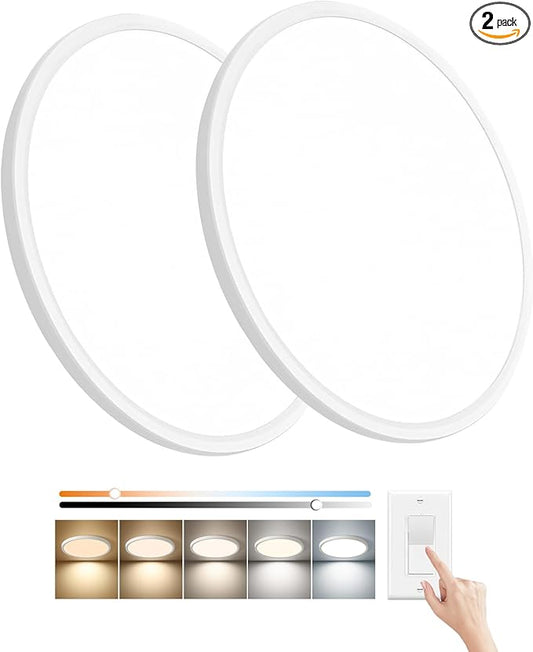 20 Inch Dimmable LED Flush Mount Ceiling Light,40W,4350LM, 2700K/3000K/4000K/5000K/6000K CCT Selectable,Round Flat Panel Light Low Profile Ceiling Light Fitures for Hallway/Kitchen/Bedroom