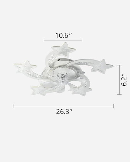 Yfrest Modern Ceiling Fan with Lights Remote Control, White Star Ceiling Fan with Light APP Control, 6 Speeds 3 Light Color Low Profile Ceiling Fan for Kitchen Bedroom