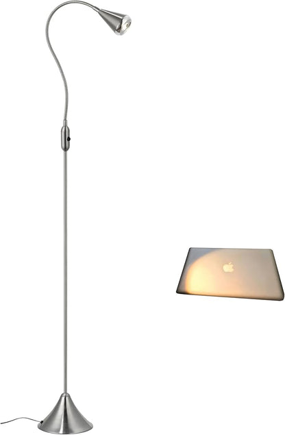 HomeFocus - LED Floor Lamp,Standing Lamp for Reading,Eye-Caring,Stepless Dimming,Floor Lamp for Living Room,Bedroom,LED 5W,Energy Efficient Super Bright (Satin Nickel)