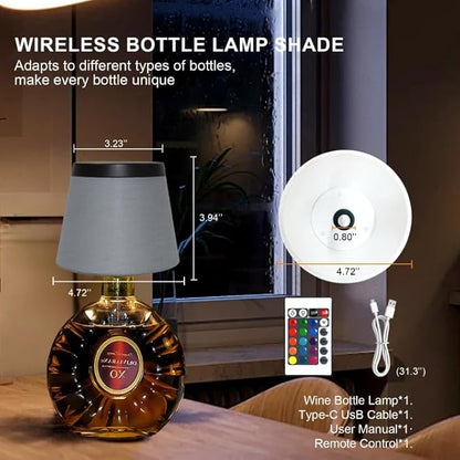 Wireless Bottle Lamp,Small Bedside Table Lamp,RGB LED Bottle Light with Remote Dimmable(RGB Blue Gray, 1pc)