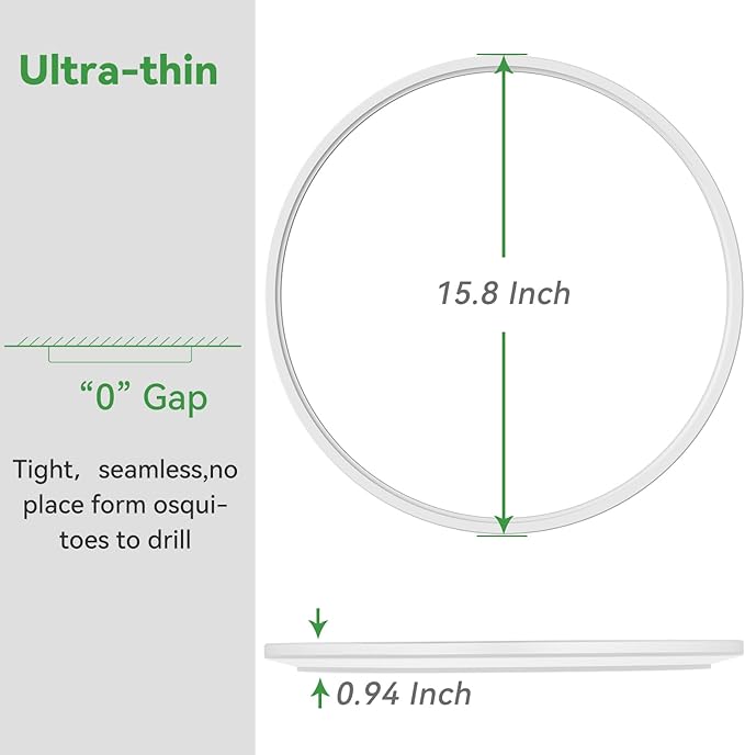 hepside 15.8INCH 2Pack Big Dimmable Flush Mount Ceiling Light Fixture Black, 3CCT 3000/4500/6000K Ceiling Lamp, 36W 4200LM Super Bright Low Profile Light for Bedroom, Kitchen, Bathroom, Hallway