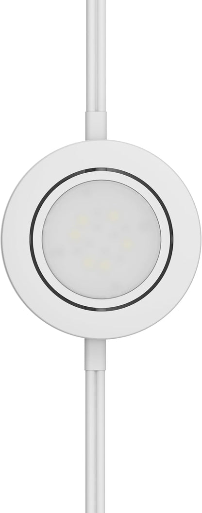 Getinlight LED Puck Lights, 2.75" Metal Housing, Wall-Dimmer Compatible, 2700K Warm White, White Finish, Plug-in or Hardwired, ETL Listed, IN-0107-1