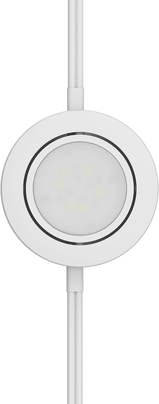 Getinlight LED Puck Lights, 2.75" Metal Housing, Wall-Dimmer Compatible, 2700K Warm White, White Finish, Plug-in or Hardwired, ETL Listed, IN-0107-1