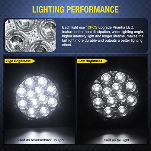 Nilight 2PCS 4" White Round LED Reverse Back Up Light w/Surface Mount Grommet Plugs Trailer Tail Lights for Truck Trailer RV Jeep