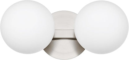 Bathroom Vanity Light Fixtures, Modern 2 Lights Globe Wall Sconce Lighting Brushed Nickel, Porch Wall Mount Light Fixture for Bathroom, Mirror Cabinets Hallway Stairs (Brushed Nickel, 2-Light)